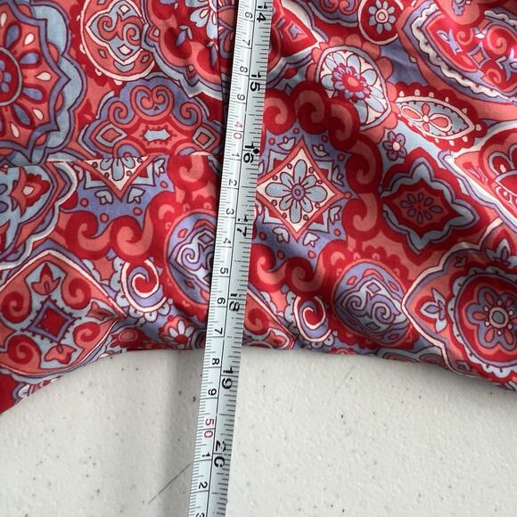 Talbots Fit &‎ Flare Medallion Dress Red & Blue Square Neck Midi Pleated Lined - Picture 15 of 16